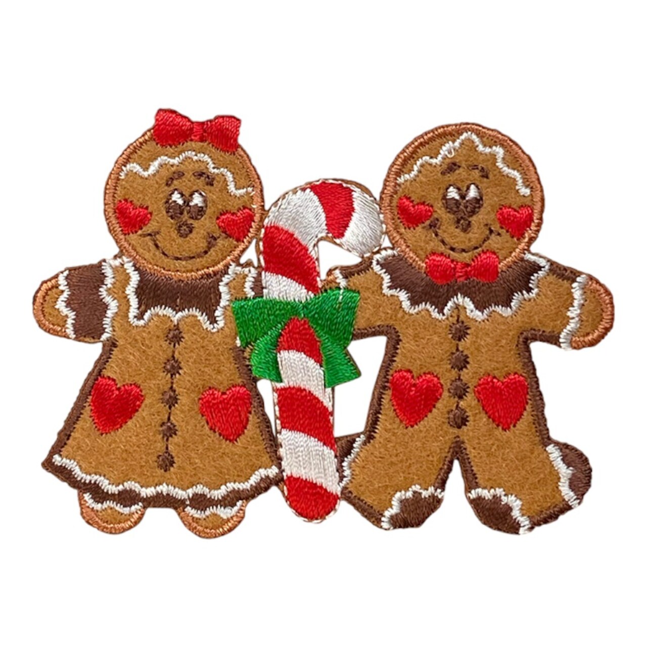 Gingerbread Man and Woman, with Candy Cane, Embroidered, Iron on Patch